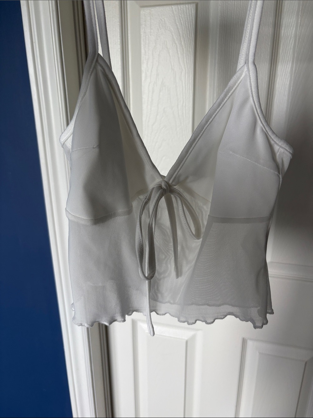 Sheer White Tie-Front Camisole Top
